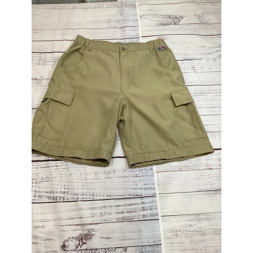 Vintage Y2K Proto Paintball P23 Mens Cargo Shorts XL Khaki Tan Utility Pockets‎